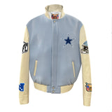 Dallas Cowboys Wool & Leather Varsity Jacket Baby Blue