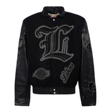 Los Angeles Lakers Wool & Leather Jacket Black On Black
