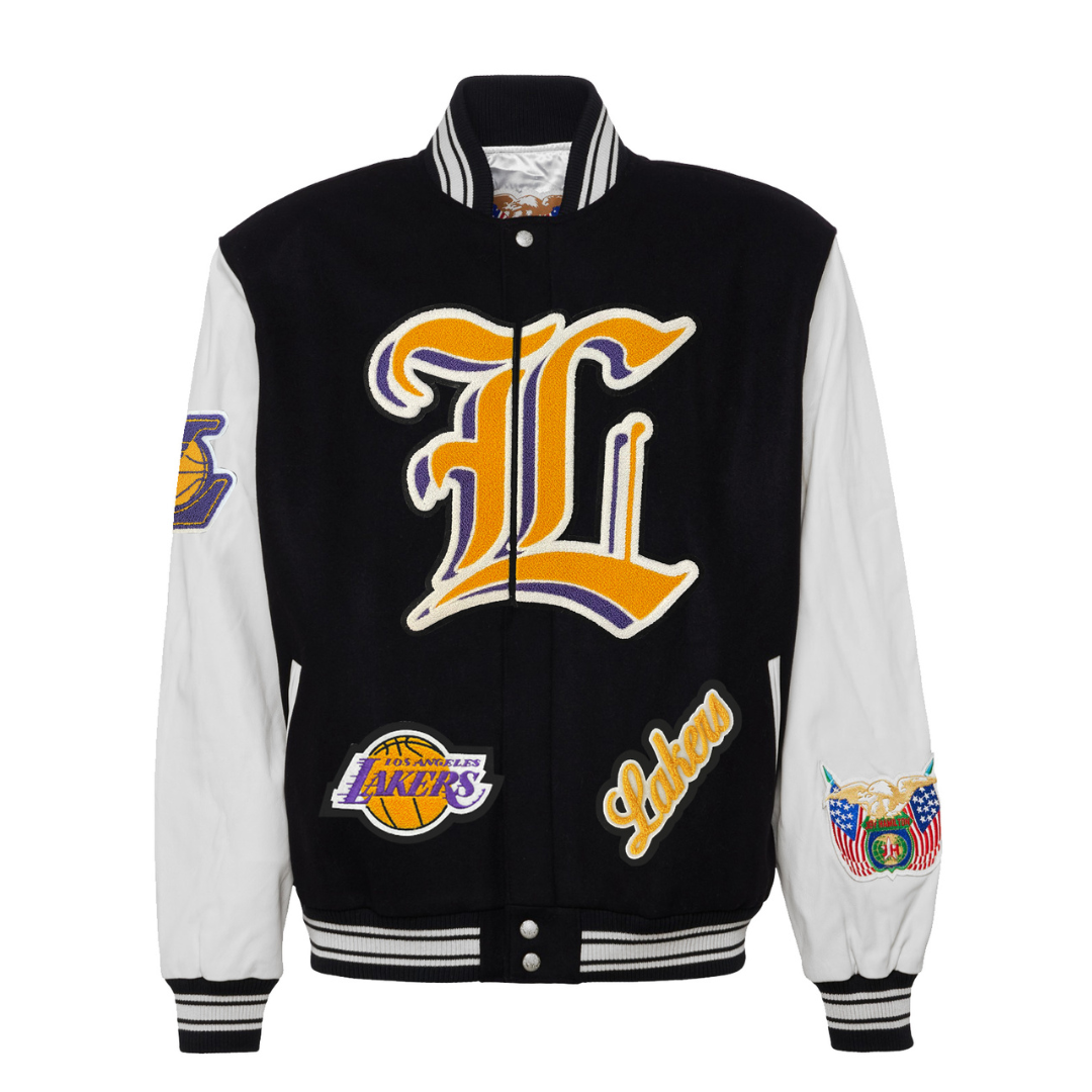 Wool/Leather Los Angeles Lakers Mash Up Varsity Jacket - Jacket Makers