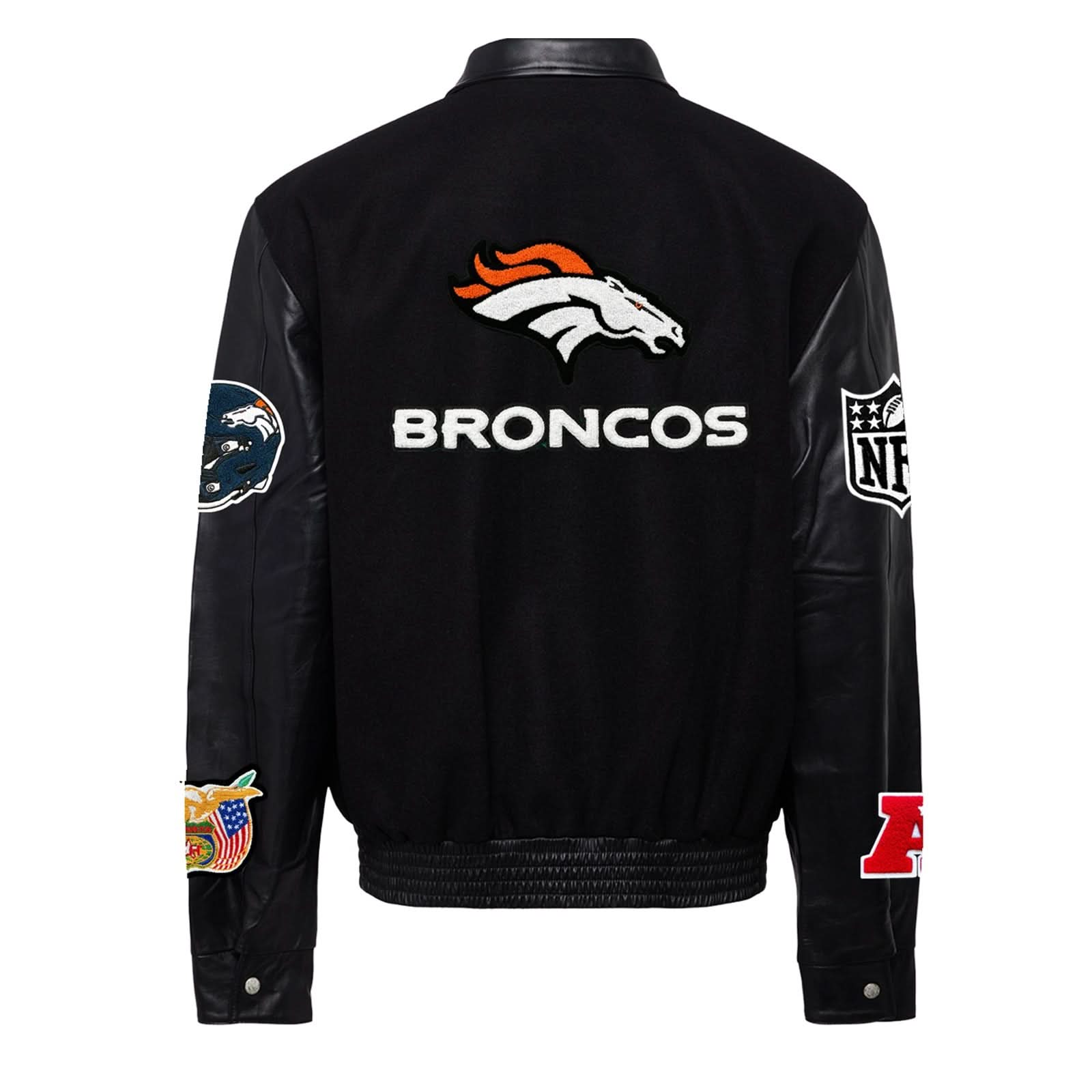 Denver Broncos Wool Leather Varsity Jacket Black/Black