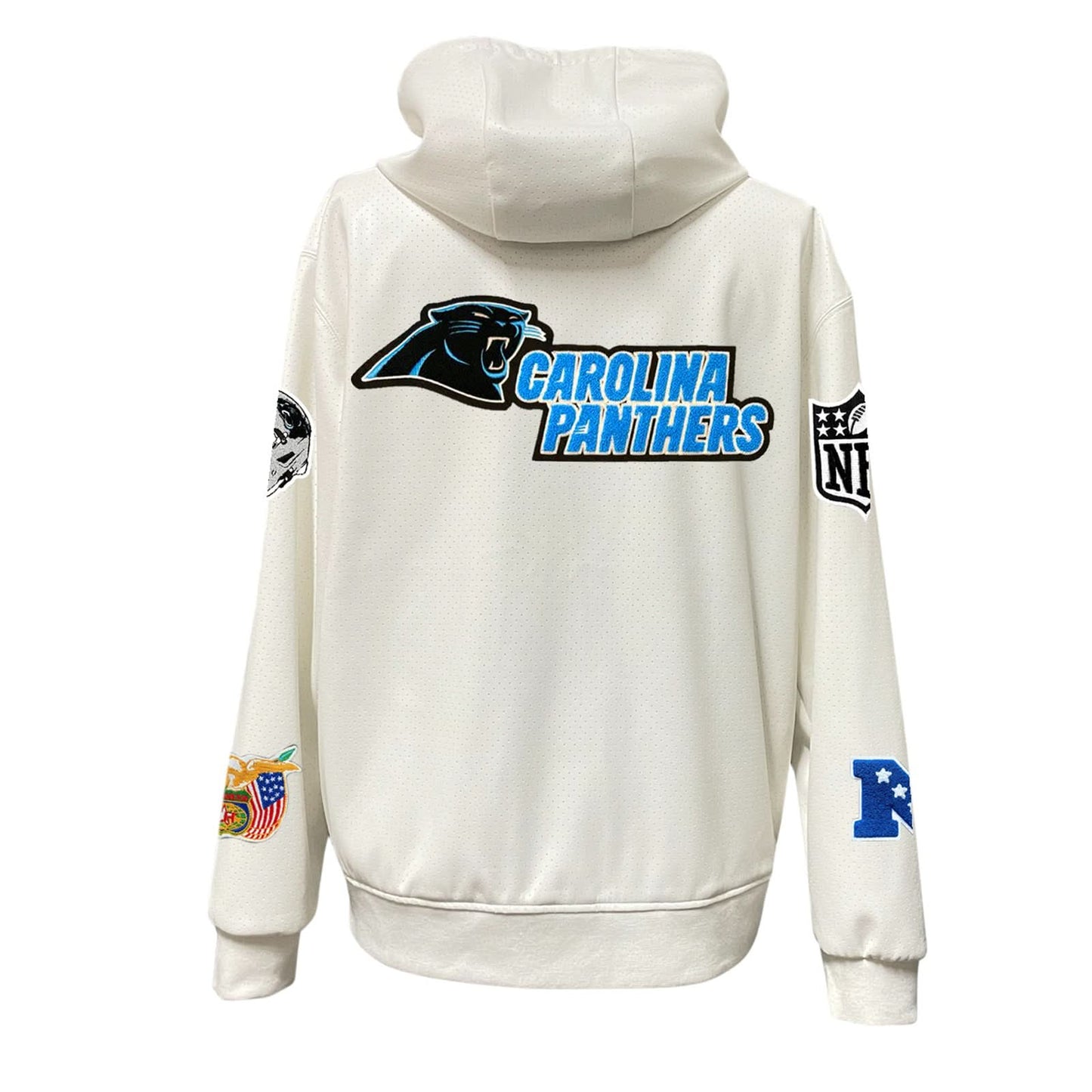 CAROLINA PANTHERS LIGHTWEIGHT VEGAN ZIP-UP HOODED JACKET WHITE