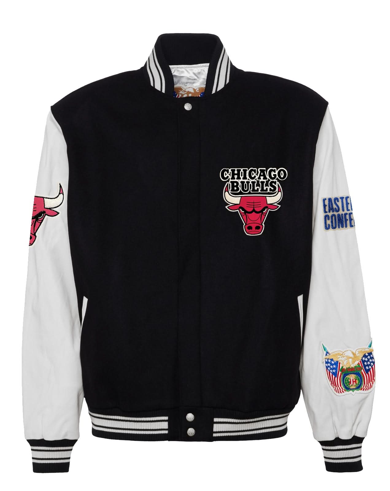 CHICAGO BULLS WOOL & LEATHER VARSITY JACKET Black / White
