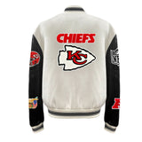 Kansas City Chiefs Wool & Leather Varsity Jacket Off White/Black