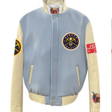 Denver Nuggets Wool & Leather Varsity Jacket Baby Blue