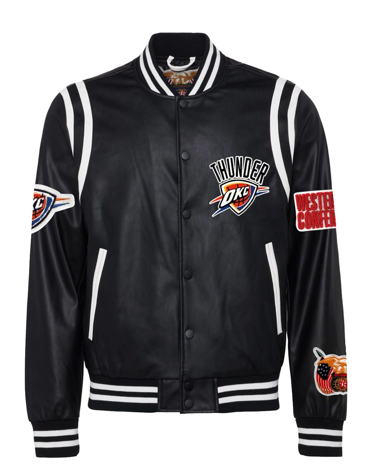 OKLAHOMA CITY THUNDER VEGAN LEATHER JACKET Black / White