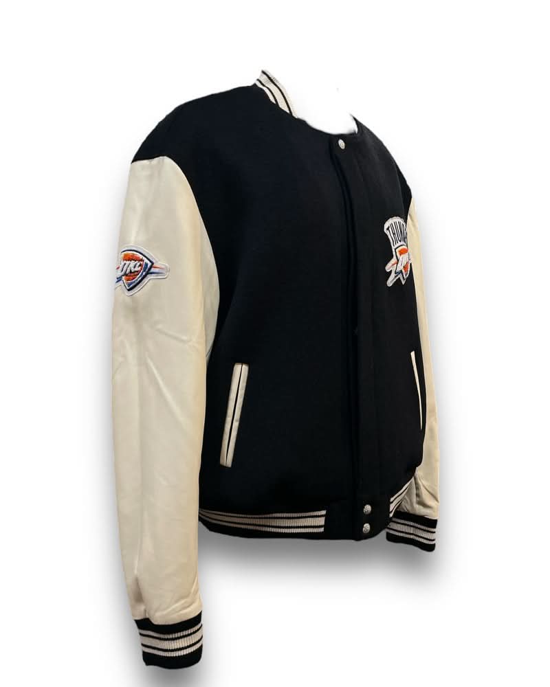 OKLAHOMA CITY THUNDER WOOL & LEATHER VARSITY JACKET Black / White