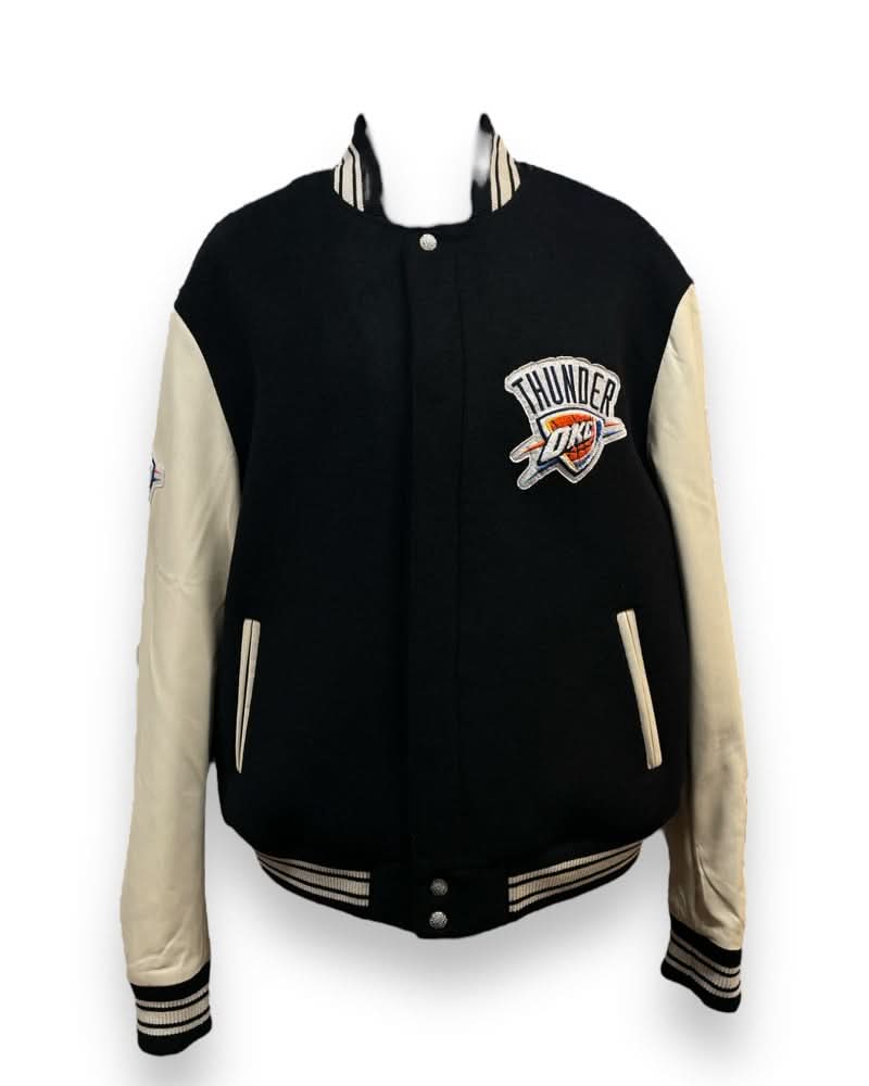 OKLAHOMA CITY THUNDER WOOL & LEATHER VARSITY JACKET Black / White
