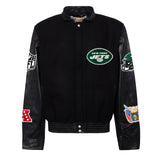 New York Jets Wool & Leather Varsity Jacket Black/Black
