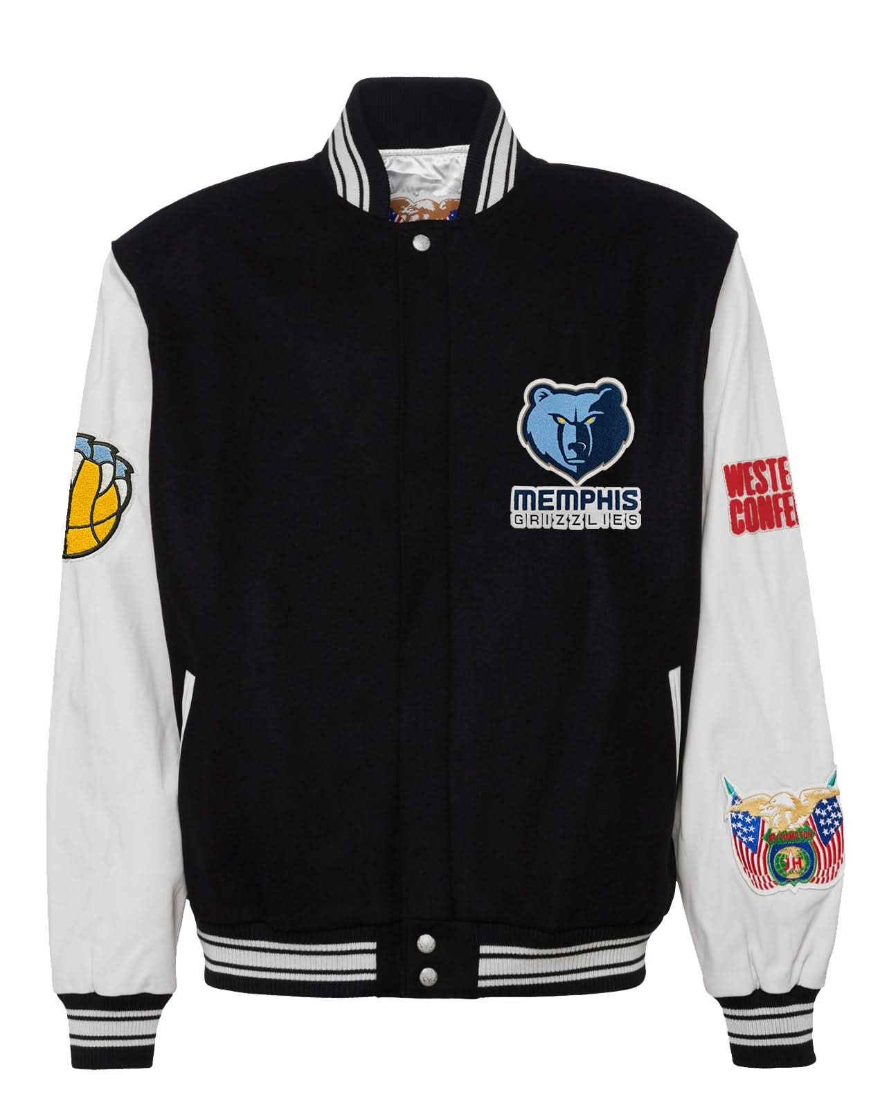 MEMPHIS GRIZZLIES WOOL & LEATHER VARSITY JACKET Black / White