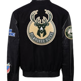 Milwaukee Bucks Wool & Leather Jacket Black