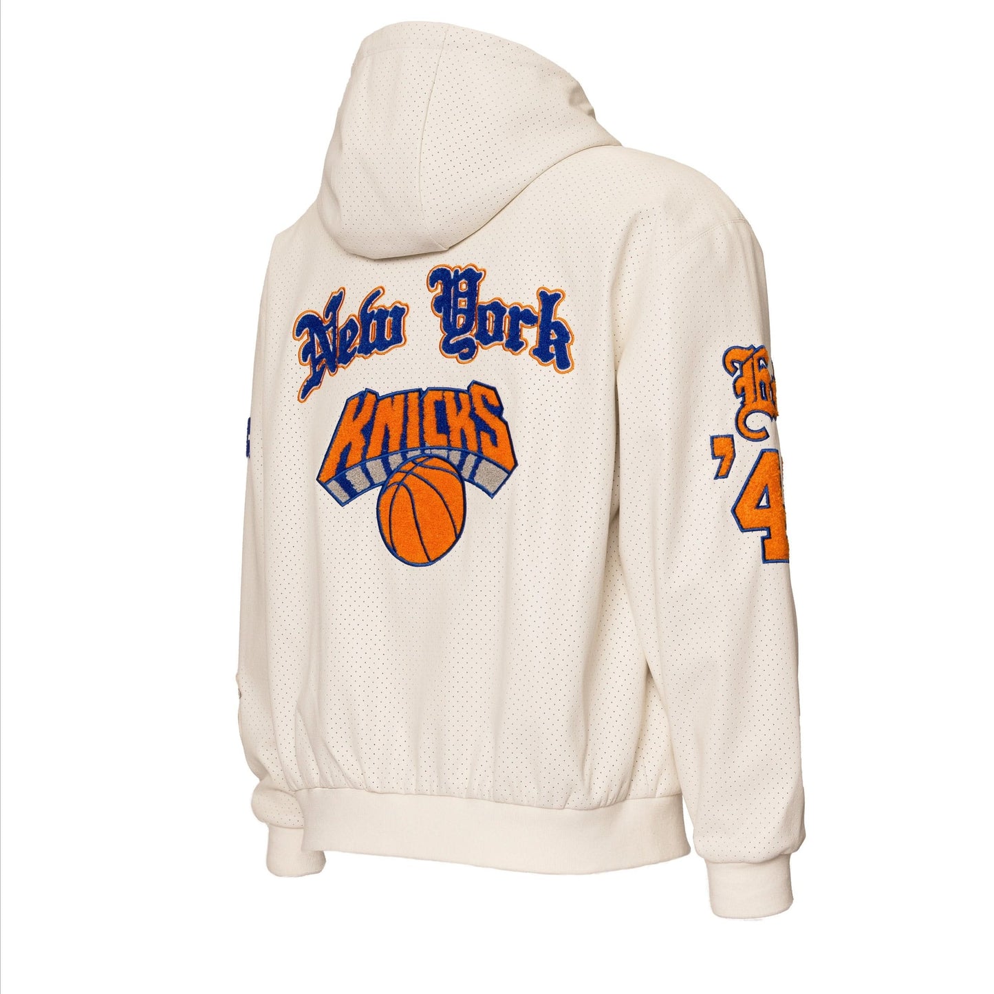 NEW YORK KNICKS 1946 LIGHTWEIGHT VEGAN ZIP-UP HOODED JACKET White