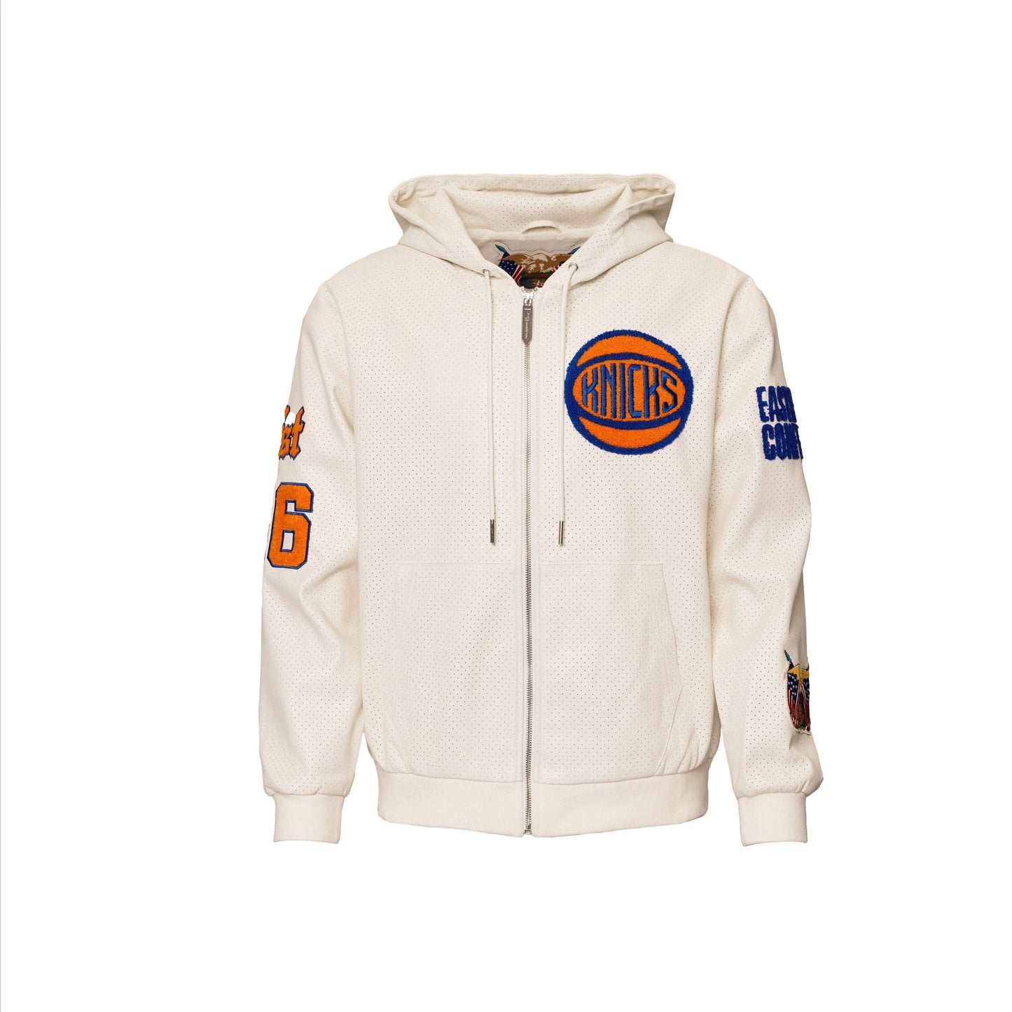 NEW YORK KNICKS 1946 LIGHTWEIGHT VEGAN ZIP-UP HOODED JACKET White