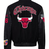 Chicago Bulls Wool & Leather Old English Varsity Jacket Black
