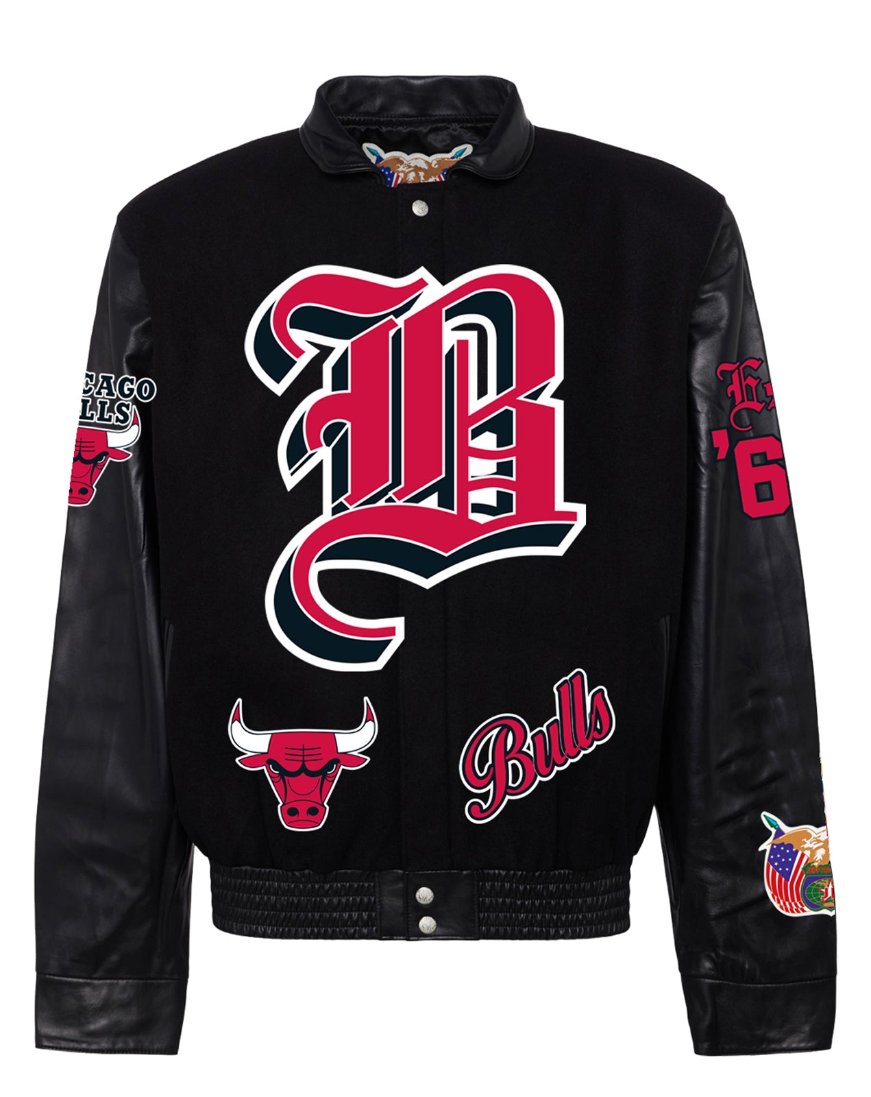 CHICAGO BULLS Logo Embroidered Wool cheapest Leather Varsity Jacket Gray Black Medium M