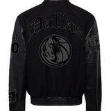 Dallas Mavericks Wool & Leather Old English Varsity Jacket Black/Black