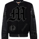 Dallas Mavericks Wool & Leather Old English Varsity Jacket Black/Black