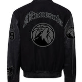 Minnesota Timberwolves Wool & Leather Old English Varsity Jacket Black/Black