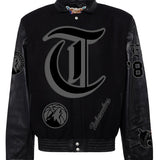 Minnesota Timberwolves Wool & Leather Old English Varsity Jacket Black/Black