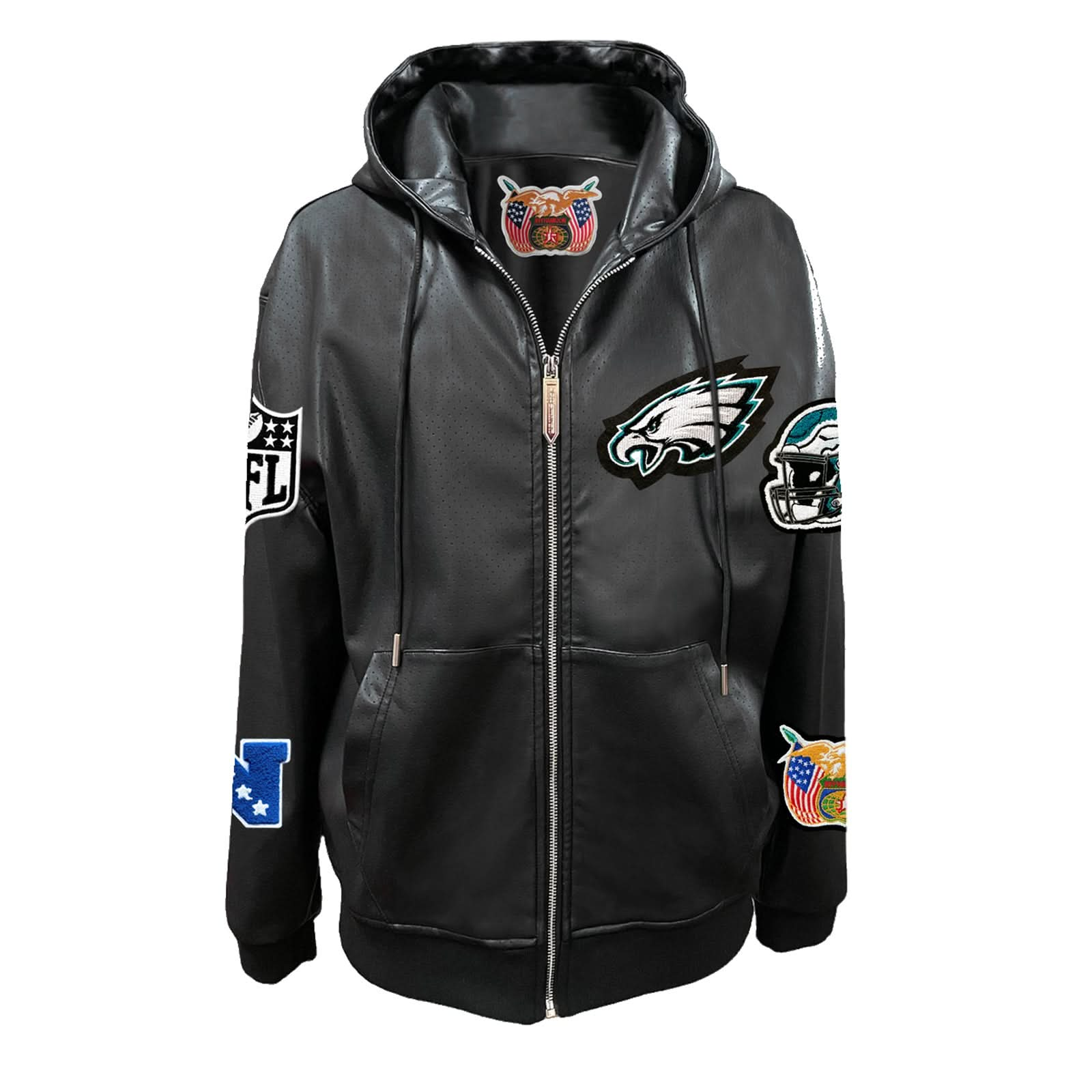 PHILADELPHIA EAGLES LIGHTWEIGHT VEGAN ZIP UP HOODED JACKET