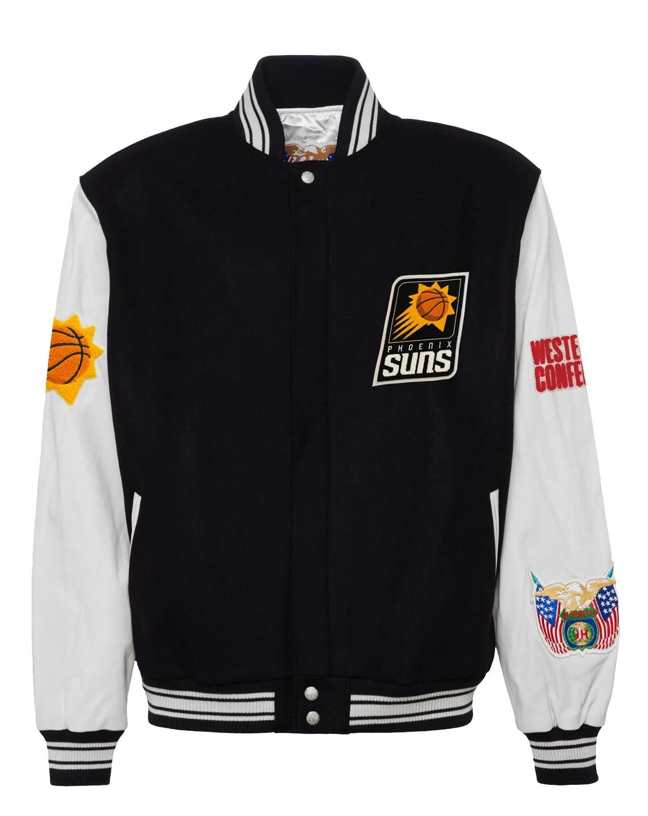 PHOENIX SUNS WOOL & LEATHER VARSITY JACKET Black / White
