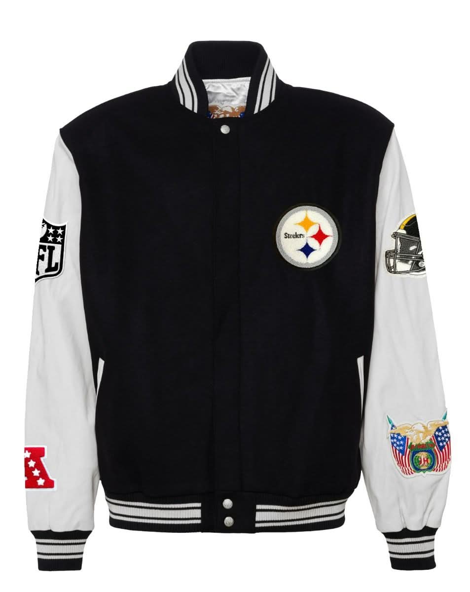 PITTSBURGH STEELERS WOOL & LEATHER VARSITY JACKET Black/White