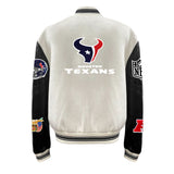 Houston Texans Wool & Leather Varsity Jacket Off White/Black