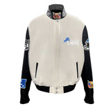 Detroit Lions Wool & Leather Varsity Jacket White / Black