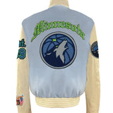 Minnesota Timberwolves Wool & Leather Varsity Jacket Baby Blue