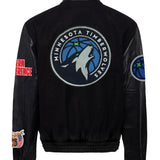 Minnesota Timberwolves Wool & Leather Jacket Black