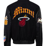 Miami Heat Wool & Leather Old English Varsity Jacket