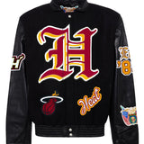 Miami Heat Wool & Leather Old English Varsity Jacket