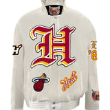 Miami Heat Wool & Leather Old English Varsity Jacket