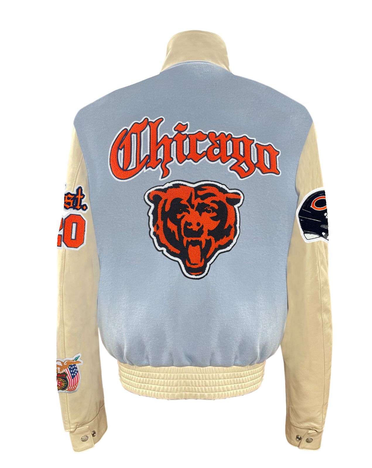 CHICAGO BEARS WOOL LEATHER OLD ENGLISH VARSITY JACKET Baby Blue