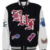 Buffalo Bills Wool & Leather Old English Varsity Jacket