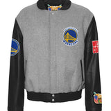 Golden State Warriors Wool & Leather Varsity Jacket Grey