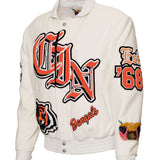 Cincinnati Bengals Wool & Leather Varsity Jacket White