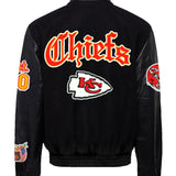 Kansas City Chiefs Wool & Leather Old English Varsity Jacket Black / Black