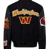 Washington Commanders Wool & Leather Old English Varsity Jacket Black / Black