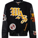 Washington Commanders Wool & Leather Old English Varsity Jacket Black / Black