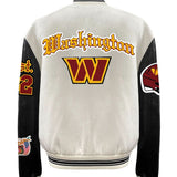Washington Commanders Wool & Leather Old English Varsity Jacket Off White/Black
