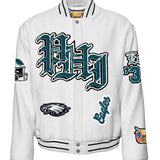 Philadelphia Eagles Wool Old English Varsity Jacket White
