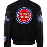 Detroit Pistons Wool & Leather Jacket Black