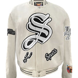 San Antonio Spurs Wool Old English Varsity Jacket White