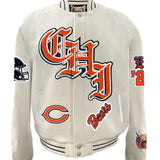 Chicago Bears Wool Old English Varsity Jacket White
