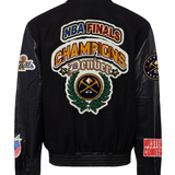 Denver Nuggets NBA Championship Wool & Leather Varsity Jacket Black/Black