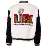 Super Bowl 2025 Wool & Leather Varsity Jacket White/Black