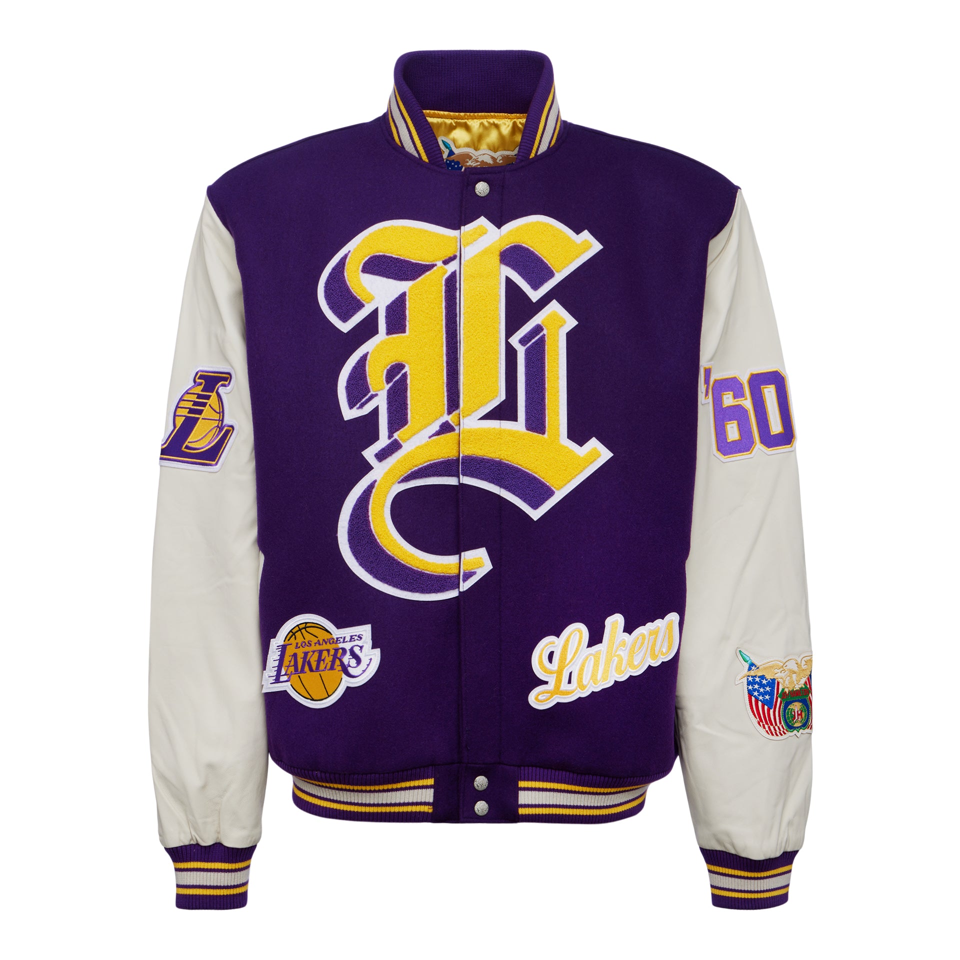 Black/White Wool/Leather NBA LA Lakers Varsity Jacket - Jackets