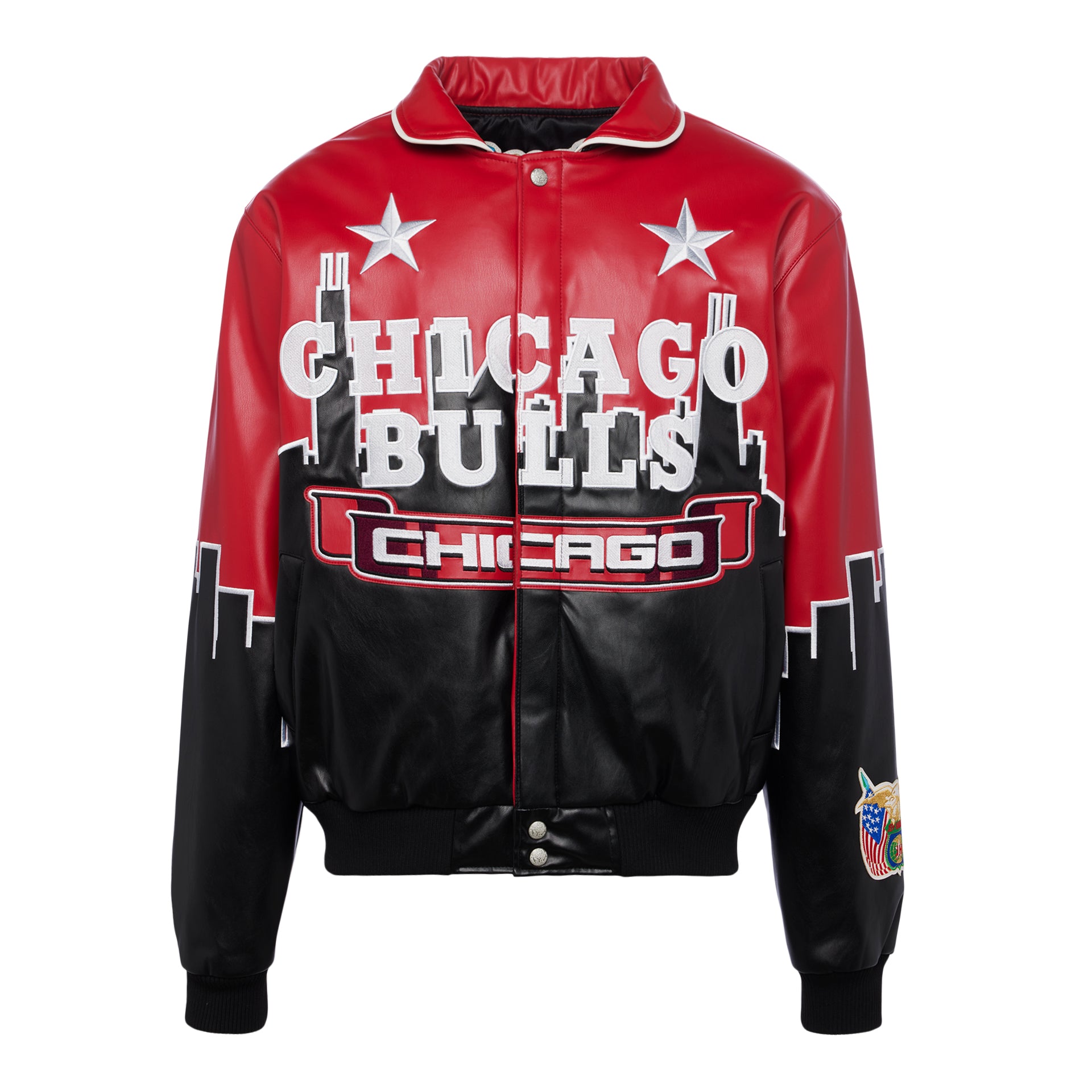 Jeff Hamilton Chicago Bulls Three-Peat Leather Jacket Red - RED
