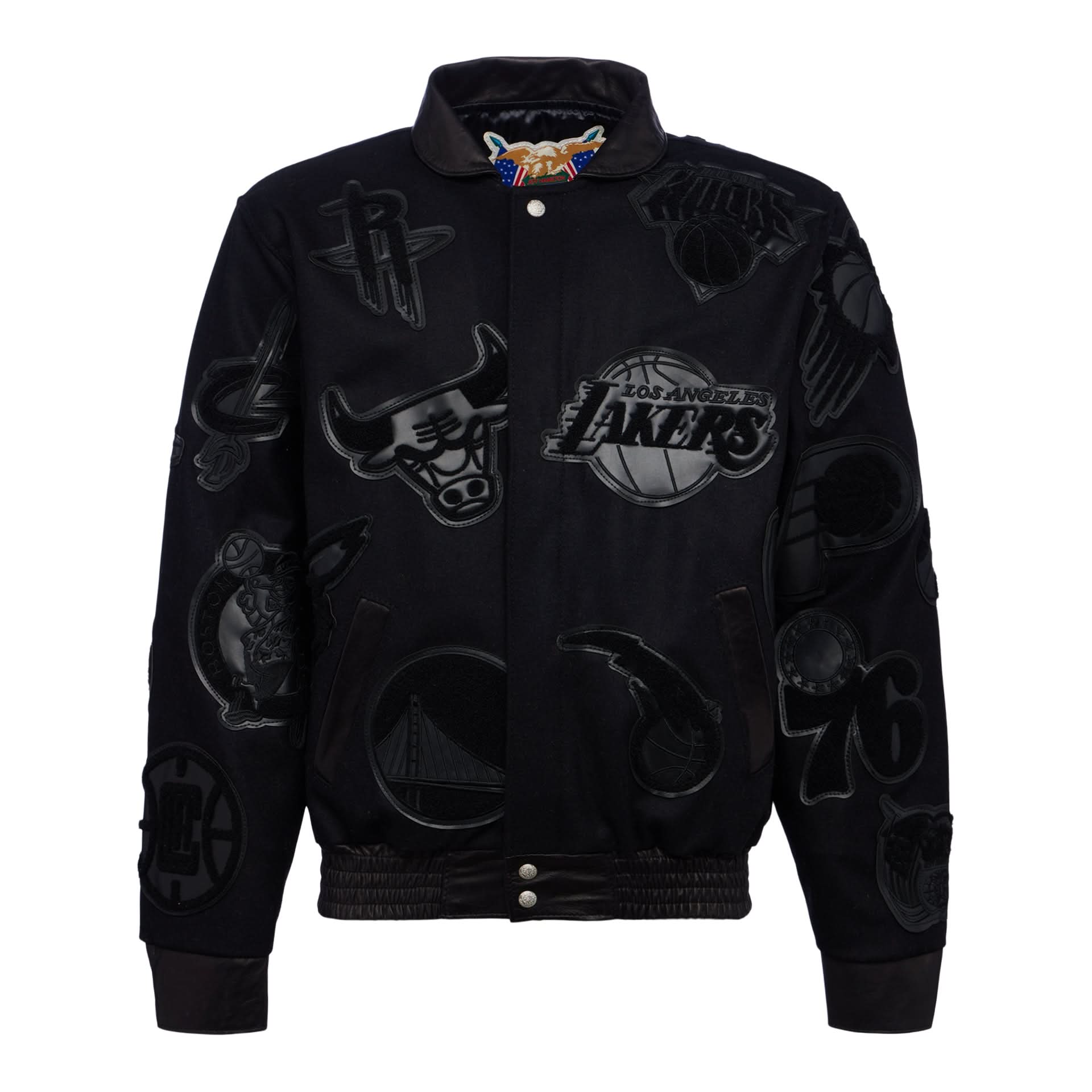 NBA COLLAGE WOOL LEATHER JACKET Black/Black