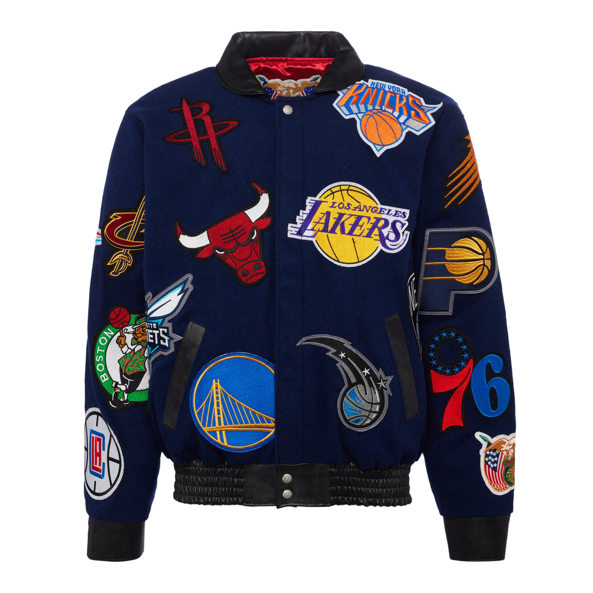 NBA Collage Wool & Leather Jacket Blue Blue / S